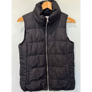 Women's Old Navy Black fleece lined Puffer Vest M pockets zip front